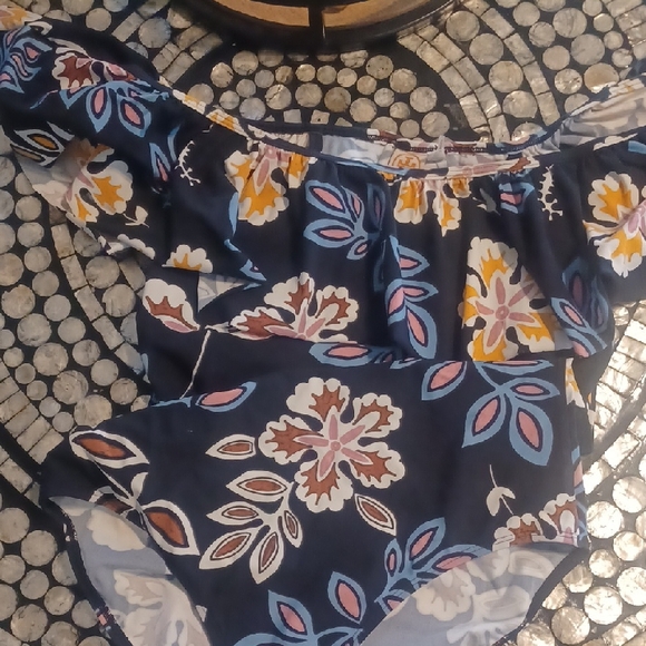 Tory Burch Floral One-Piece Swimsuit - Navy, Pink, Yellow - Picture 1 of 4